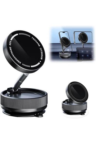 Yüksek Kalite iPhone Uyumlu Magsafe Araç İçi Telefon Tutucu Ayarlanabilir Vakumlu Güçlü Mıknatıslı - 8
