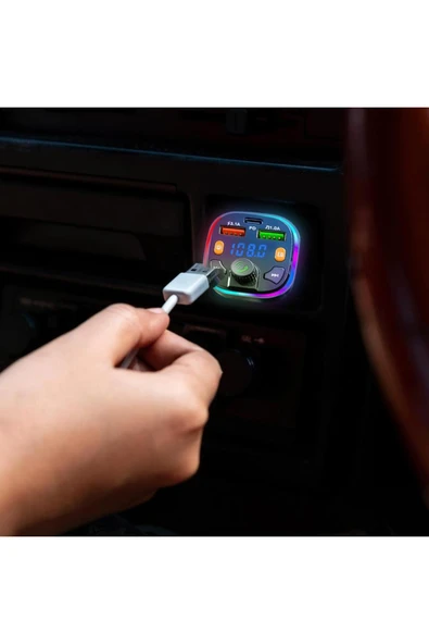 Bluetooth Araç Kiti Araç Fm Transmitter USB Type-C SD Kart MP3 PD Flash Için Uygun Çakmaklık Girişli - 6