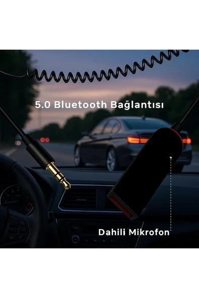 Mikrofonlu Araç Bluetooth Kiti USB 3.5mm Aux Bluetooth Çevirici HD Ses Kalite Micro SD Kart Destekli ürün görseli 1