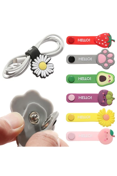 Tüm Telefonlar/Tüm Kablolar ile Uyumlu Renkli Desenli Kablo Düzenleyici Kablo Toparlayıcı Çıt Çıtlı - 2