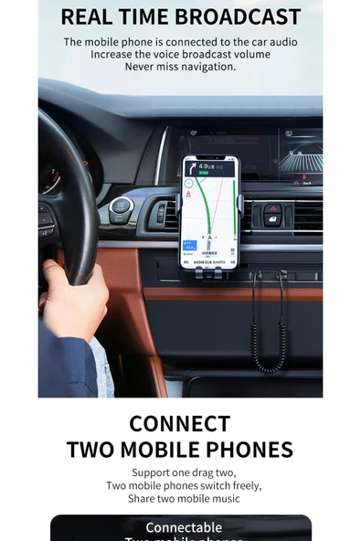 Mikrofonlu Araç Bluetooth Kiti Usb 3.5mm Aux Bluetooth Çevirici Dönüştrücü Hd Ses Kalite Arama/müzik - Resim 3