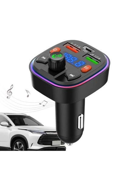 Bluetooth Araç Kiti Araç Fm Transmitter USB Type-C SD Kart MP3 PD Flash Için Uygun Çakmaklık Girişli - 5