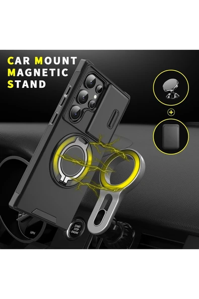 Samsung Galaxy S25/s24 Uyumlu Kılıf Kamera Korumalı Sürgülü 360 Dönebilen Magsafe Stand Tank Kapak - 6