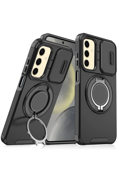Samsung Galaxy S25/s24 Uyumlu Kılıf Kamera Korumalı Sürgülü 360 Dönebilen Magsafe Stand Tank Kapak