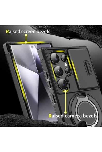 Samsung Galaxy S25/s24 Uyumlu Kılıf Kamera Korumalı Sürgülü 360 Dönebilen Magsafe Stand Tank Kapak - 4