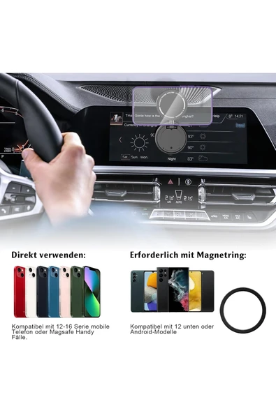 Yüksek Kalite iPhone Uyumlu Magsafe Araç İçi Telefon Tutucu Ayarlanabilir Vakumlu Güçlü Mıknatıslı - 5