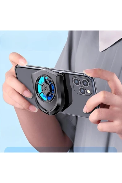 iPhone/Samsung ve Tüm Telefon Tablet Uyumlu Vantuzlu Sabitlenen Soğutucu LED Isı Önleyici Fan - 2