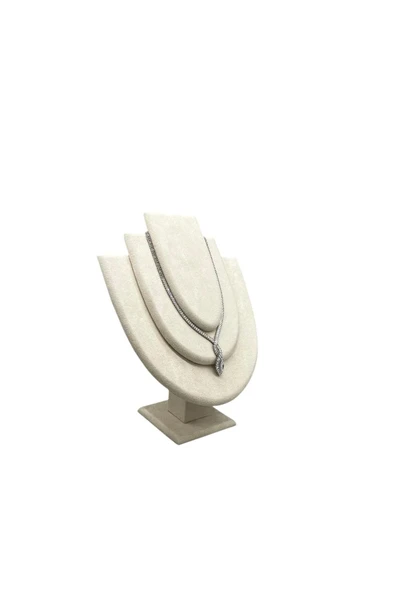 Ahşap Model Sardunya Kumaş Krem Renk boy 21 en 25 cm Kolye Takı Sergileme Mankeni - 1