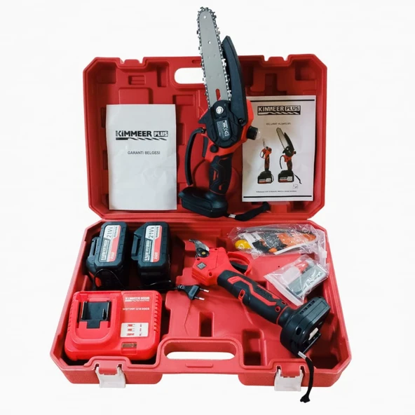 KİMMEER PLUS 21v ÇİFT AKÜLÜ ÇELİK ŞANZIMAN DAL BUDAMA MAKASI & KENDİNDEN YAĞLAMALI TESTERE2 Li SET ürün görseli 1