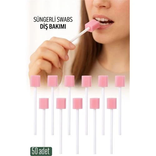 Modacar Süngerli Swab - Ağız ve Diş Bakım Çubuğu - 50 Adet ürün görseli