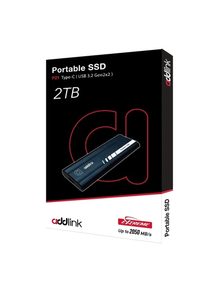 Addlink P21 2TB 2000-1950MB/s USB 3.2 Gen2 Type-C Portable Taşınabilir SSD AD2TBP21B2K - 2