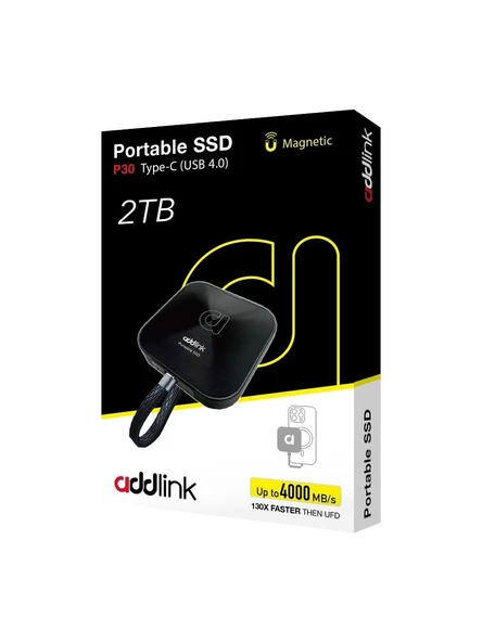 Addlink P30 2TB 4000-3600 MB/s USB 4.0 (40Gbps) Type-C Portable Taşınabilir SSD AD2TBP30B4K - 2