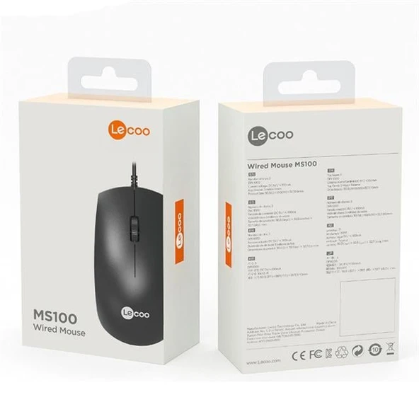 Lenovo Lecoo MS100 USB Kablolu 1000DPI Siyah Optik Mouse - 4