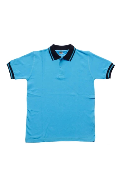 Lacivert Yakalı Turkuaz Kısa Kol Düz Renk 6-17 Yaş Çocuk Okul Lakos Tişört Polo Yaka T-shirt ürün görseli