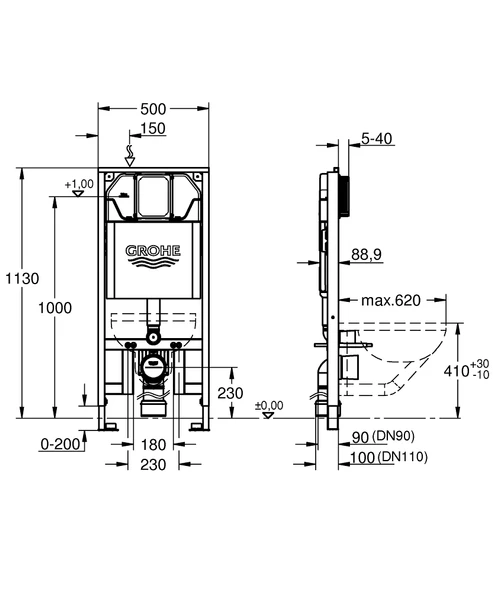 Grohe Rapid SL Gömme Rezervuar, Alçıpan, İnce, 39687000 - 4