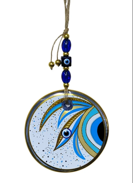 Lotus Çiçeği Desenli Yaldızlı Beyaz Duvar Süsü Cam Hediyelik Eşya - Resim 2