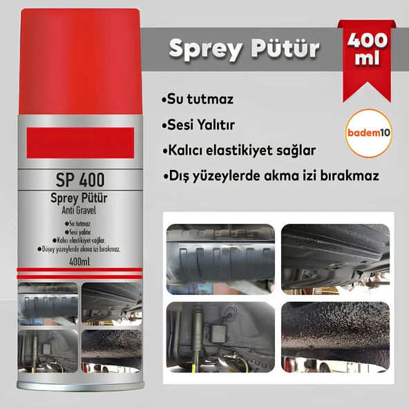 3 Adet Sprey Pütür Su Tutmaz Ses Yalıtımlı Boyanabilir Kaplama Araç Araba Çamurluk Taş Darbe Koruma - Resim 3