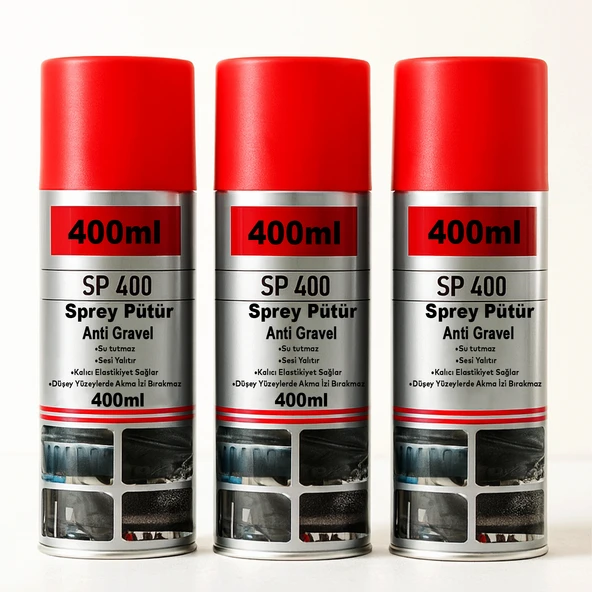3 Adet Sprey Pütür Su Tutmaz Ses Yalıtımlı Boyanabilir Kaplama Araç Araba Çamurluk Taş Darbe Koruma ürün görseli