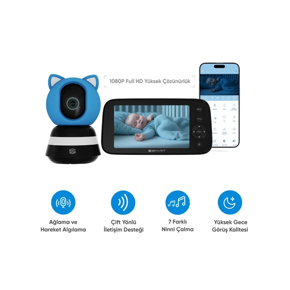 Şımart Akıllı Bebek Kamerası, Ağlama ve Hareket Algılama, Çift Yönlü Sesli İletişim