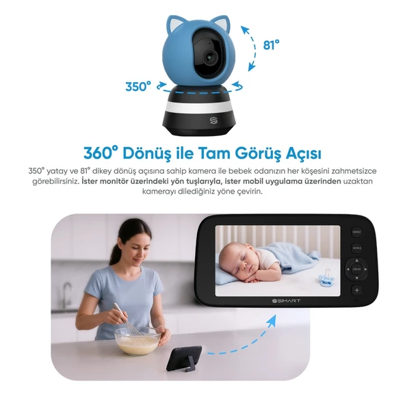 Şımart Akıllı Bebek Kamerası, Ağlama ve Hareket Algılama, Çift Yönlü Sesli İletişim - 3