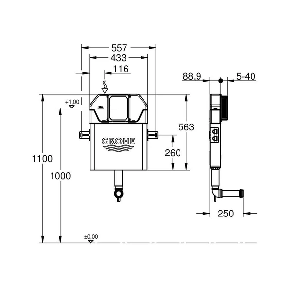 Grohe Solo İnce Helataşı İçin Gömme Rezervuar, 39682000 - 2