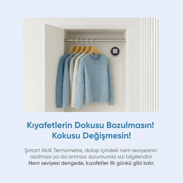 Şımart Akıllı Termometre Wi-Fi Bağlantılı Sıcaklık ve Nem Ölçer, Uygulama Destekli - 7