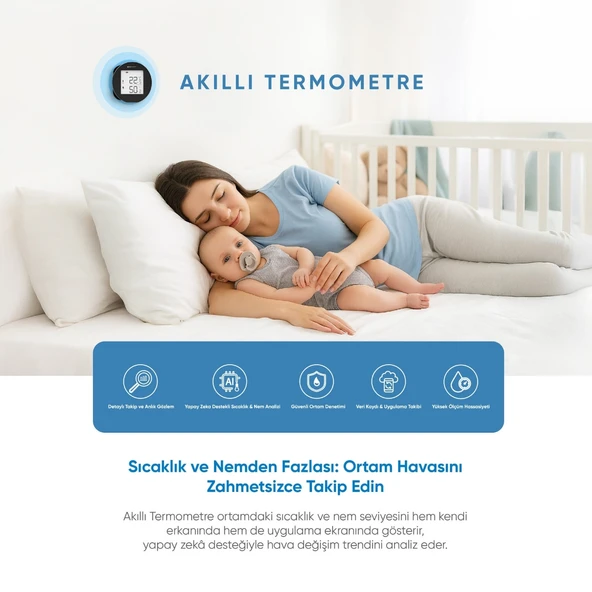 Şımart Akıllı Termometre Wi-Fi Bağlantılı Sıcaklık ve Nem Ölçer, Uygulama Destekli - 2