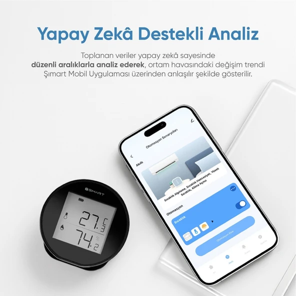 Şımart Akıllı Termometre Wi-Fi Bağlantılı Sıcaklık ve Nem Ölçer, Uygulama Destekli - 8