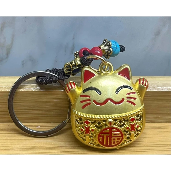 Metal Şans Ve Bereket Kedisi Anahtarlık ürün görseli