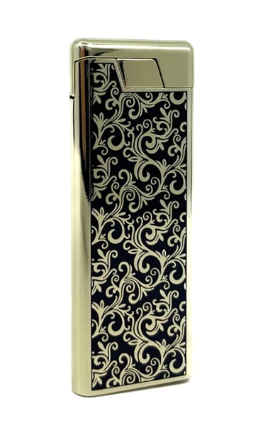 Metal Mum Alev Slim Çakmak Parlak Sarı Model -2 ürün görseli 1