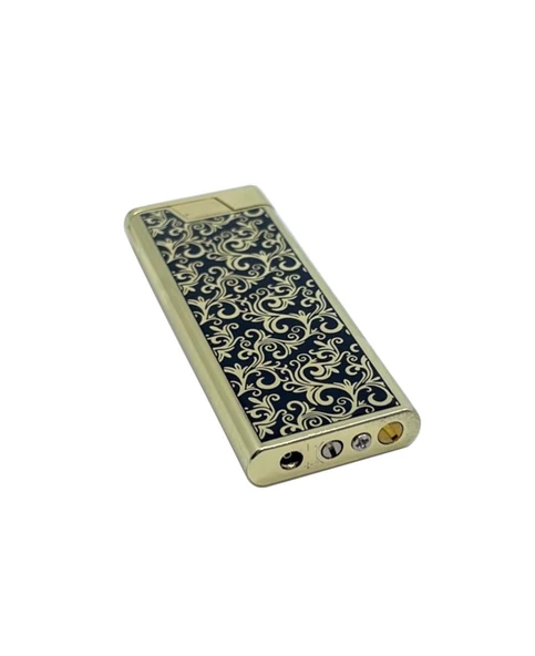 Metal Mum Alev Slim Çakmak Parlak Sarı Model -2 - Resim 4