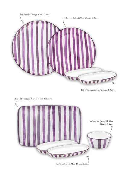 The Mia Joy Kahvaltı Takımı 6 Kişilik 18 Parça Mor 1802 - Resim 2