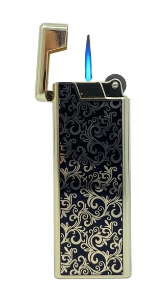 Metal Mum Alev Slim Çakmak Parlak Sarı Model -2 - Resim 3