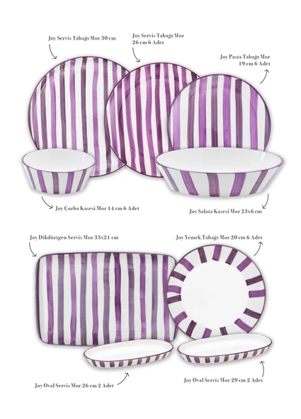 The Mia Joy Yemek Takımı 6 Kişilik 31 Parça Mor 3101 - Resim 2