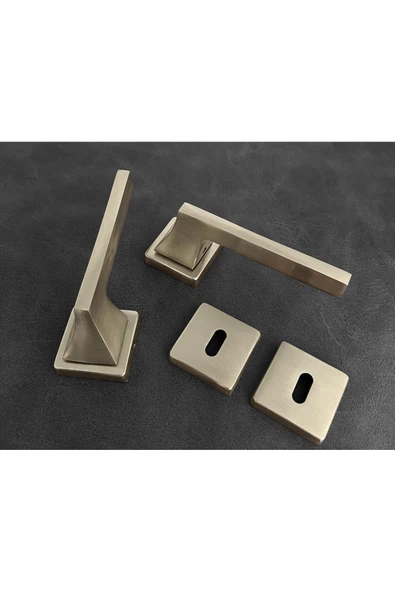 Karo Saten Kare Rozetli Oda Kapı Kolu 1 Takım Şık Ve Dayanıklı - Resim 3