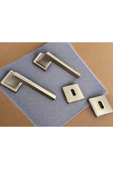 Karo Saten Kare Rozetli Oda Kapı Kolu 1 Takım Şık Ve Dayanıklı - Resim 4