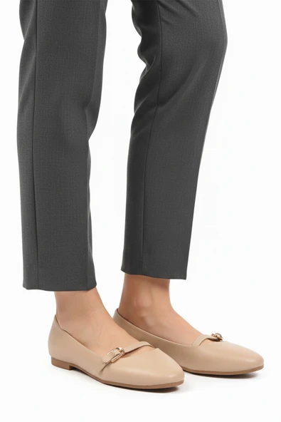 Ayakmod Bej Cilt Hafif Esnek Kadın Babet 312456 Z