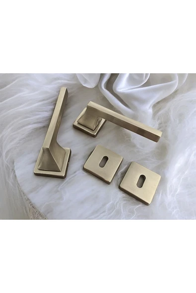 Karo Saten Kare Rozetli Oda Kapı Kolu 1 Takım Şık Ve Dayanıklı - Resim 2