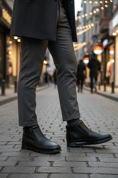 Muggo ANDY Hakiki Deri Çift Fermuarlı İçi Kürklü Erkek Kışlık Bot - 5