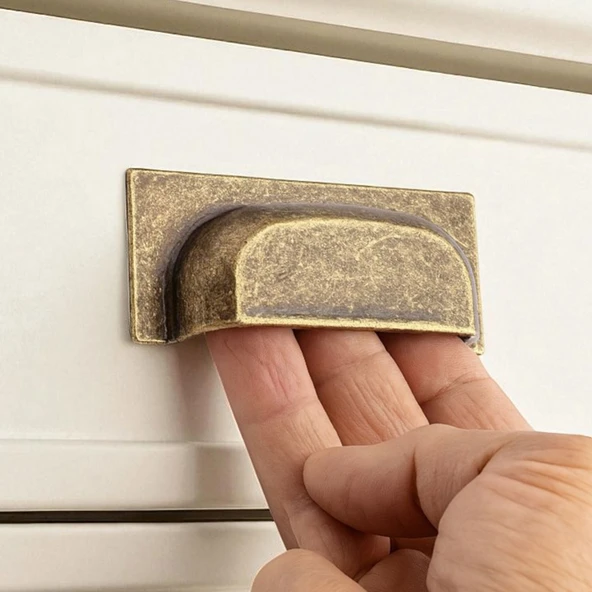 Vira Antik Sarı Metal Modern Kulp 64mm Mobilya Çekmece Dolap Kapak Kulpu Ergonomik Dayanıklı Tasarım - Resim 2