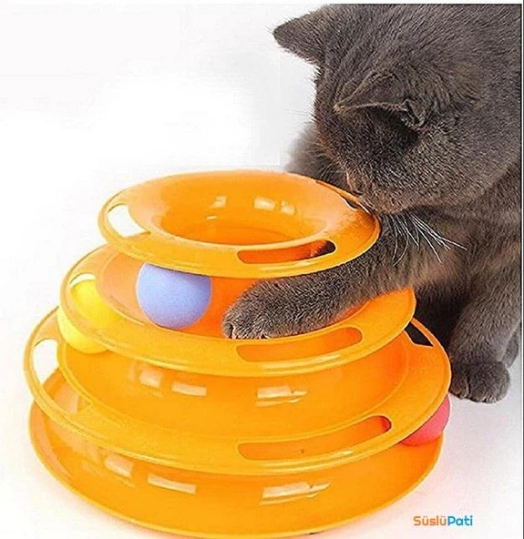 Süslüpati Toplu Yuvarlak 3 Katlı Şirin Kedi Oyuncağı - Resim 2
