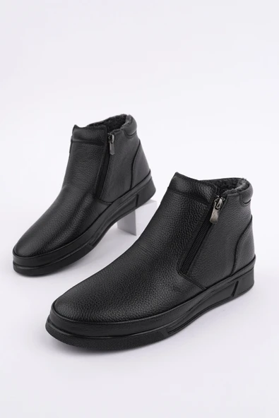 Muggo ANDY Hakiki Deri Çift Fermuarlı İçi Kürklü Erkek Kışlık Bot