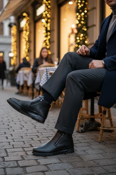 Muggo ANDY Hakiki Deri Çift Fermuarlı İçi Kürklü Erkek Kışlık Bot - 8