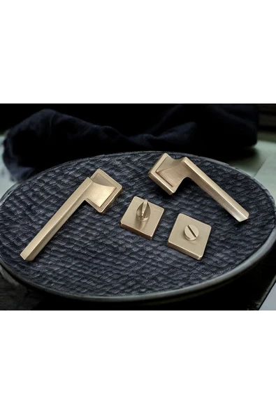 Karo Saten Kare Rozetli Wc BanyoKapı Kolu 1 Takım Şık Ve Dayanıklı - Resim 2