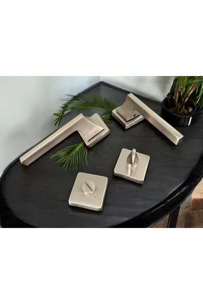 Karo Saten Kare Rozetli Wc BanyoKapı Kolu 1 Takım Şık Ve Dayanıklı - Resim 6