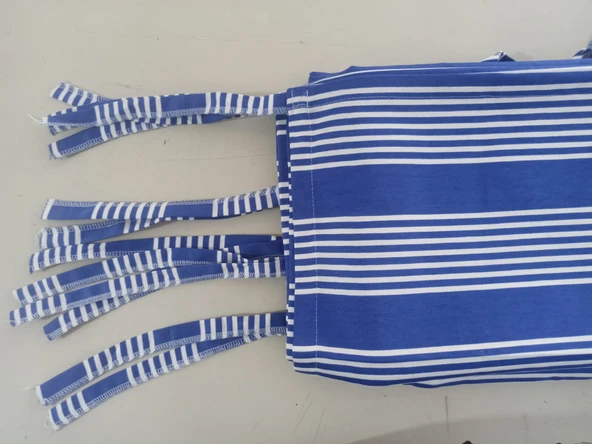 CEYLAN Home Balkon Perdesi Ölçü Seçenekli Bağcıklı Mavi Beyaz Çizgili - 1