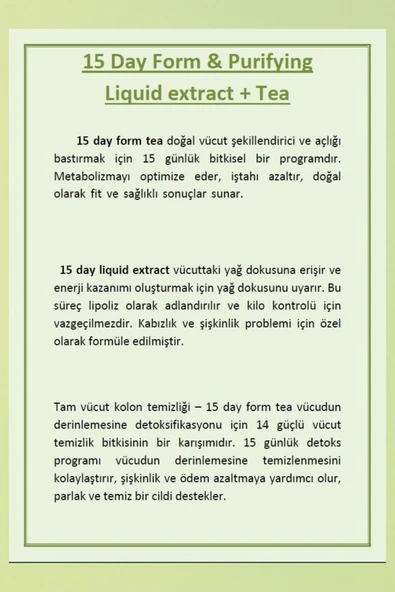 Herbal Palace 15 Günlük Detoks Programı Detoks Çay & Sıvı Ekstrakt - Resim 4
