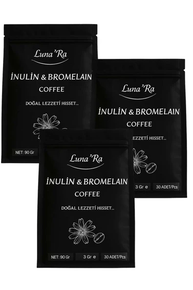 Lunara İnülin Ve Bromelain Coffee 3 ADET- 30 Şase Detox Kahve - 1
