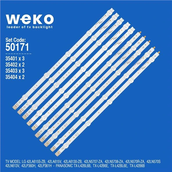 Panasonic TX-L42B6B 42'' İnç 10 Adet Tv Led Bar ( Tvnizin içindeki led barla aynısı olduğunu görmeden almayınız. Led bar ürünlerinde paket açıldığında iade kabul edilmemektedir. ) ürün görseli