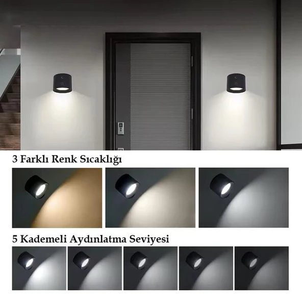 Ledx AL-SK-BD80A Çift Yönlü Kumandalı Duvar Aplik Çalışma Lambası 3000K-4000K-6500K - 2